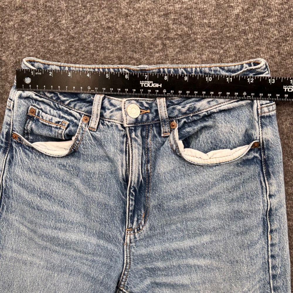 Garage Denim Mom Jeans Light Wash High‎ Rise Raw Hem Blue Size 3 Cropped - Picture 9 of 12